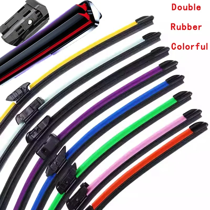 Colorful Push Button 16mm Car Windshield Wiper blades Universal Soft Double layer Rubber Frameless Bracketless 14 20\