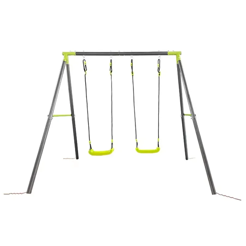 for Double Children Swing Set Heavy Duty A Frame Steel Frame 2 Ergonomic Plastic Seats Rust Proof Metal Outdoor Backyard Play