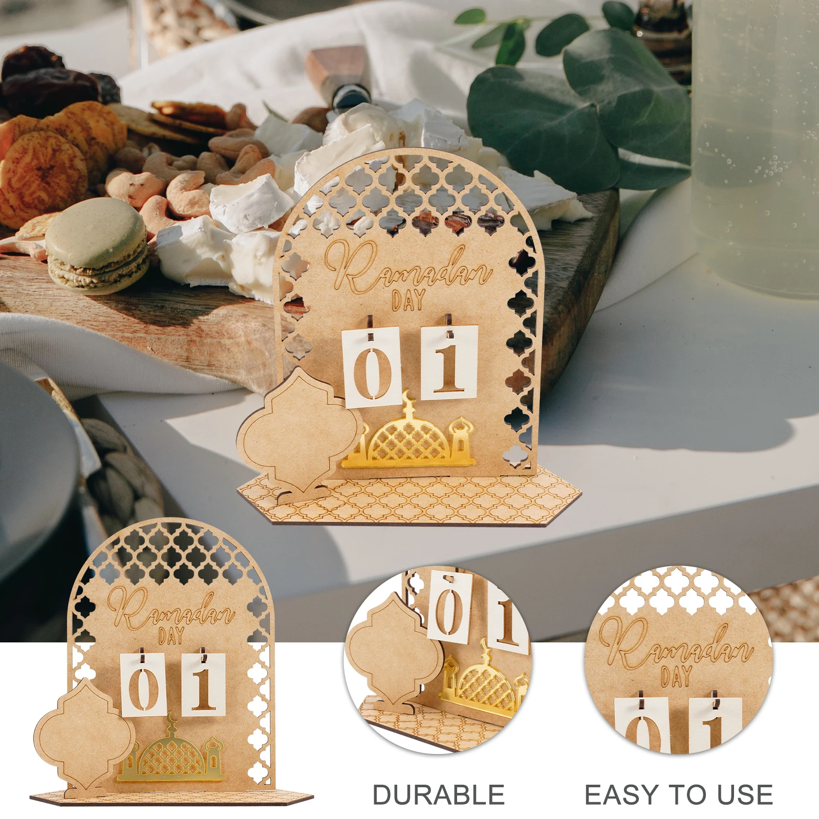 

Countdown Calendar Ornaments Eid Mubarak Party Decoration Decorations Household Ramadan Advent Wood Islamic Festival