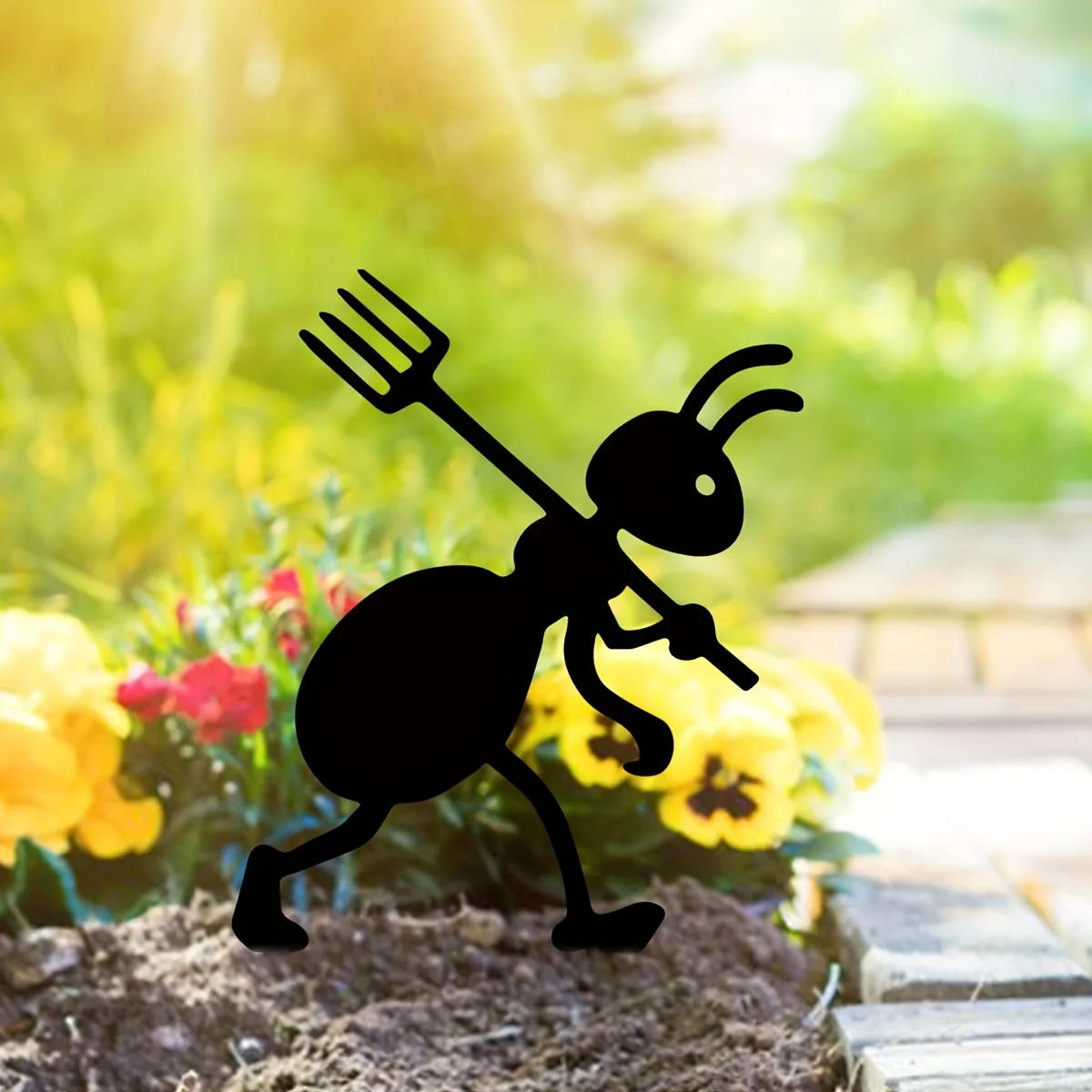 1PCS Metal Black Ants Garden Stakes Decoration Cute ants Garden Decorative Outdoor Statues For Ants Lovers Yard Garden