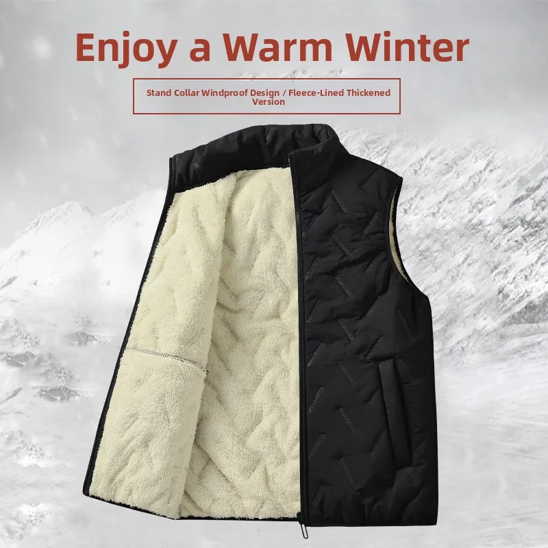 

WASSUP FELIPE Men's Thiened Fce Vest Warm Autumn Winter Jaet Stand Fit Casual Sle Polyester Nylon Cosite Fiber