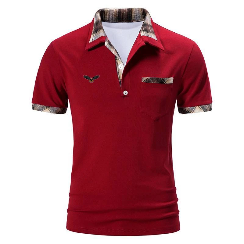 Męska koszulka polo biznesowa z krótkim rękawem Sportowa koszulka polo z nadrukiem cyfrowym 3D Męska koszulka polo Slim Fit z kieszenią