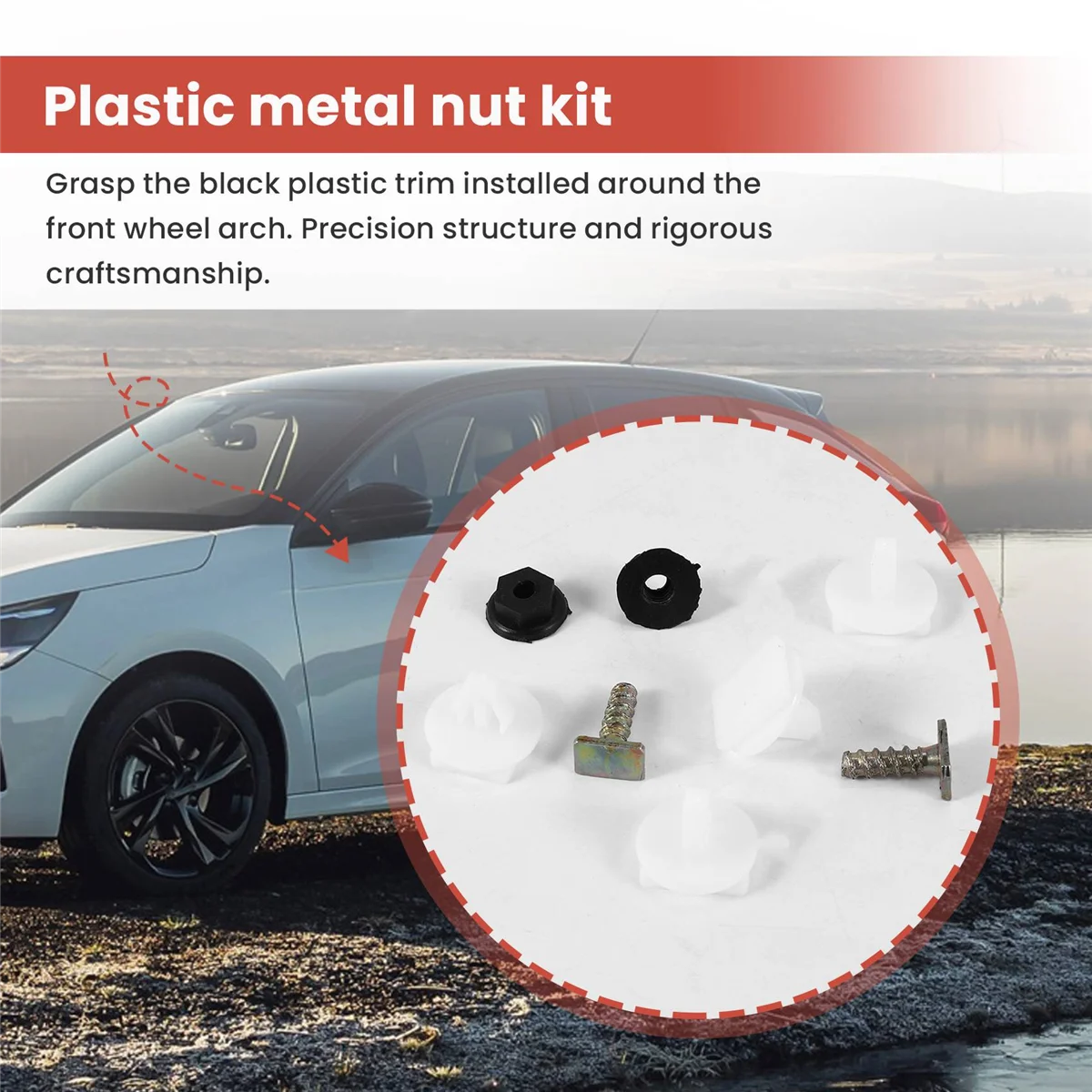 8pc Front Wheel Arch Trim Clips Plastic Metal Screw Nut Set For Vauxhall Corsa C