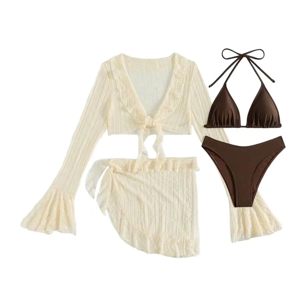 2025 신상 롱 레이스 수영복 4종 세트 섹시 퓨어 디자이어 작은 가슴 모아주는 비키니 여성