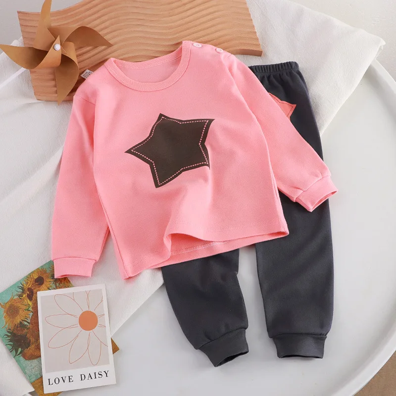 2024 Autumn Winter Children Infant Clothing Boys Underwear Set Cotton Baby Girls Clothes Long Sleeve Babe Pajamas Home Suit