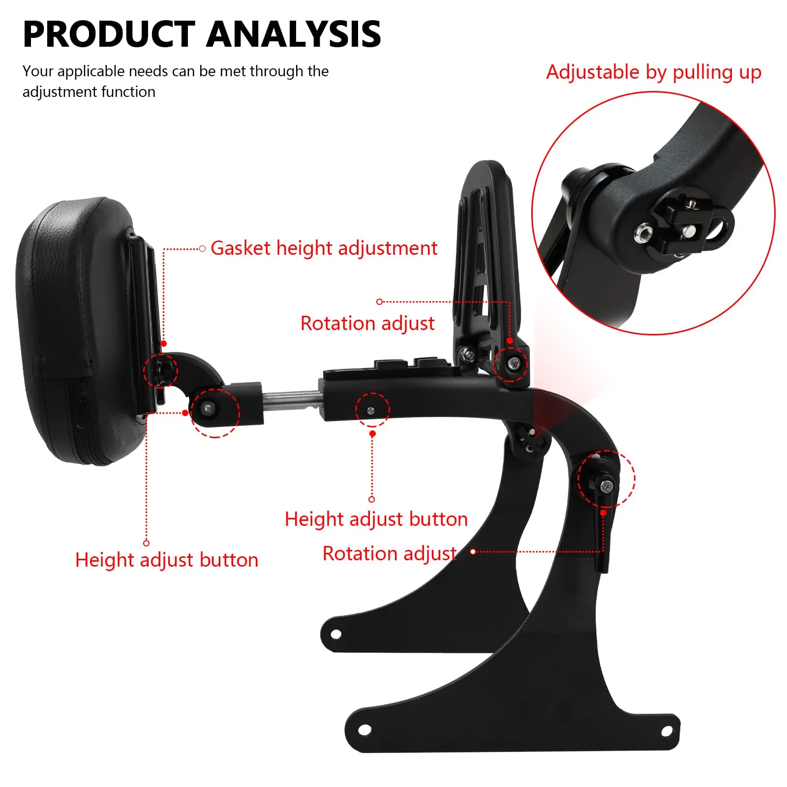 For 2007-2017 Harley Softail Fat Boy FLSTF Night Train Cross Bones Custom Standard Springer Adjustable Backrest Sissy Bar