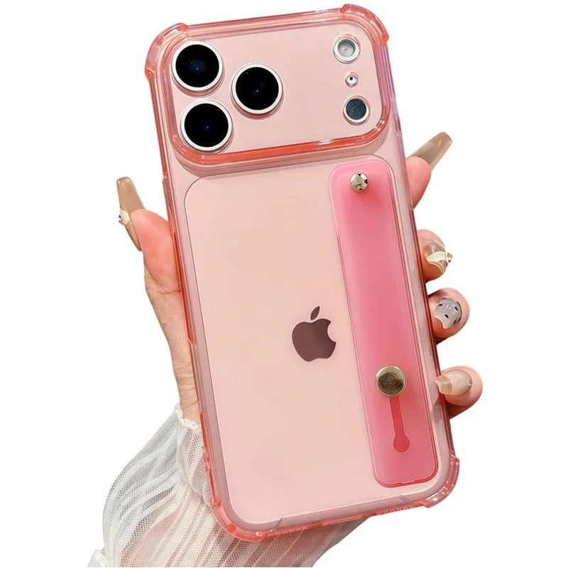 Transparente Stoßfeste Handgelenkband-Halterung Hülle für iPhone Air 17 16 15 13 11 Pro Max 14 Plus 12 Mini 13Mini 17Pro Armband Weiche Schutzhülle