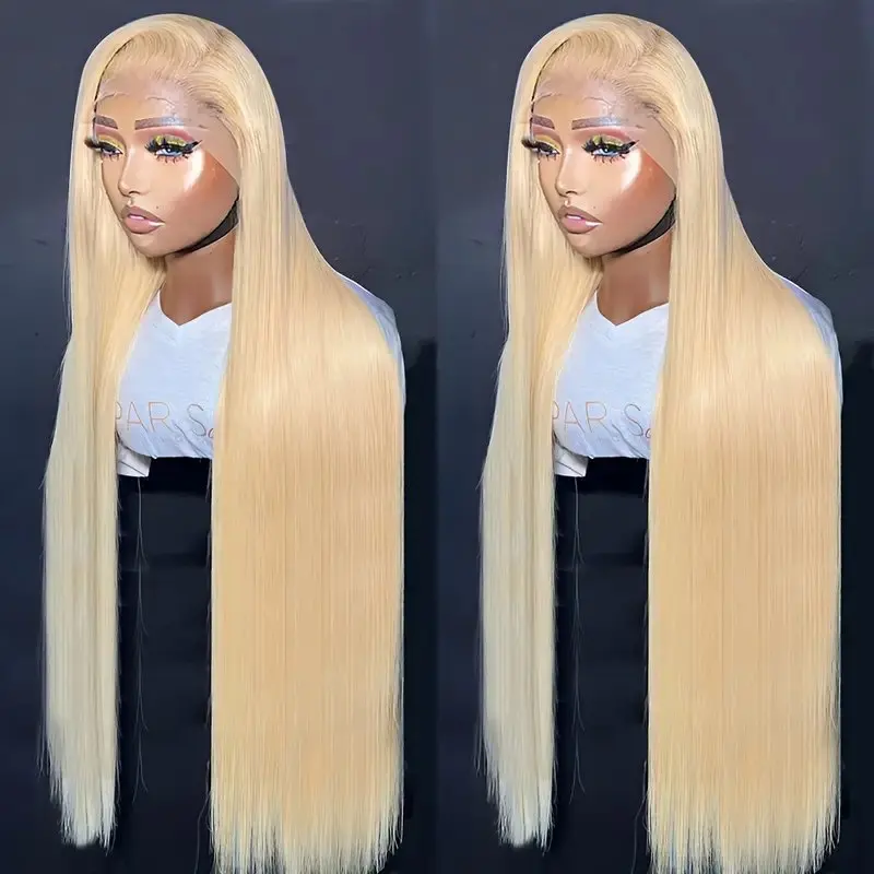 13x4 Front Human Hair Wig 20 36 Inch 613  Blonde 13x6 HD Lace Frontal Wig  180% Straight Pre-plucked Brazilian For Women