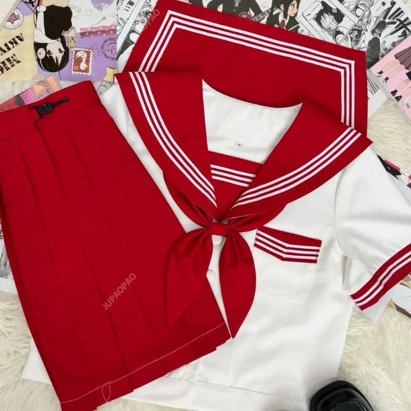 Grande uniforme scolastica giapponese Ins Style Jk Uniform Bow Gonna a pieghe Set Studente giovanile Abito da marinaio Set da donna a maniche corte
