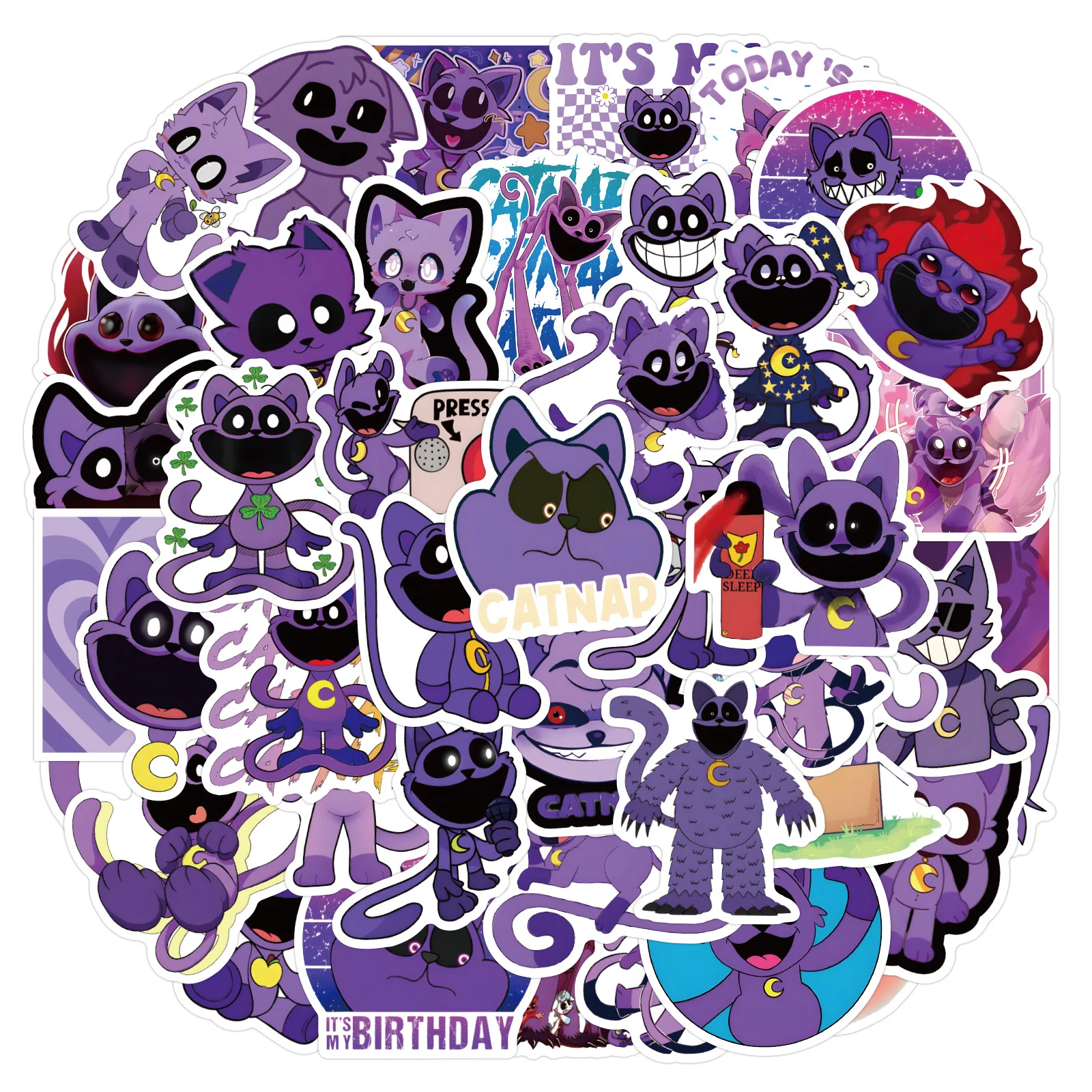 55pcs Catnap Stickers Smiling Crittersed Accessories Cute Cartoon DIY Phone Decoration Sticker Decal Toys Graffiti Planner Gifts