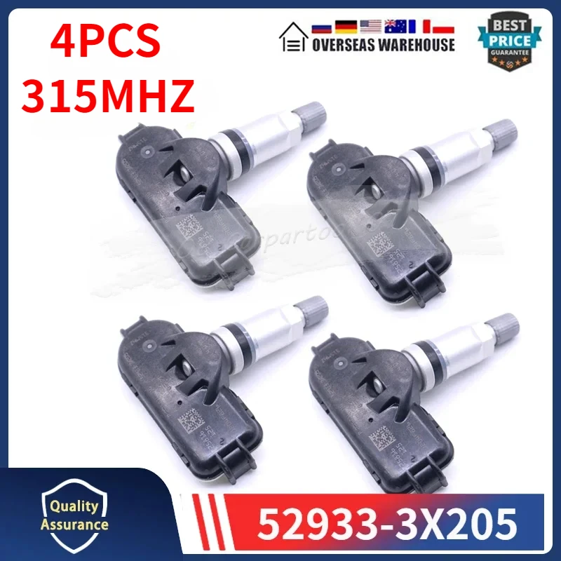 4PCS/Lot Car Tire Pressure Monitoring System Sensors 52933-3X205 For Hyundai Elantra Kia Rio 315MHZ TPMS TYRE SENSOR 52933-A7000