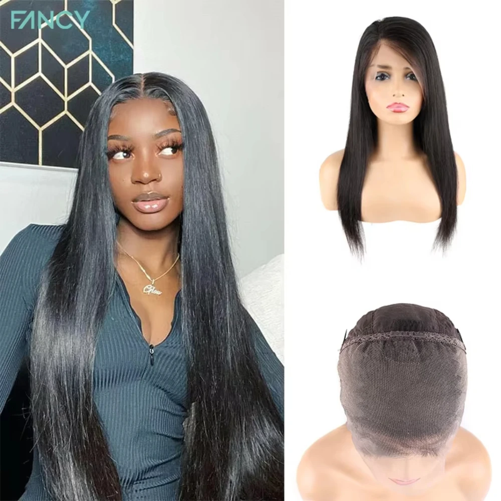 Full Lace Frontal Wig Human Hair Straight Glueless 360 Lace Frontal Wigs 180 Density Brazilian Straight Human Hair Wig 12-26inch