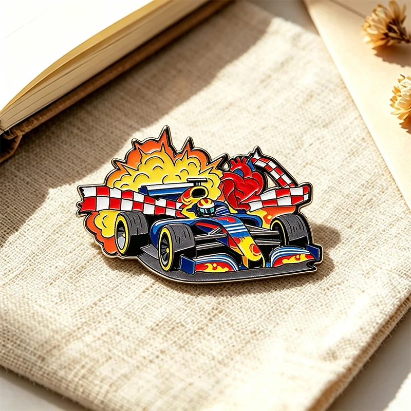 Cool Racing Car Pins 4-style Enamel Metal Cartoon Sport Pin On Bags Lapel Badge Fashion Accessories Gifts