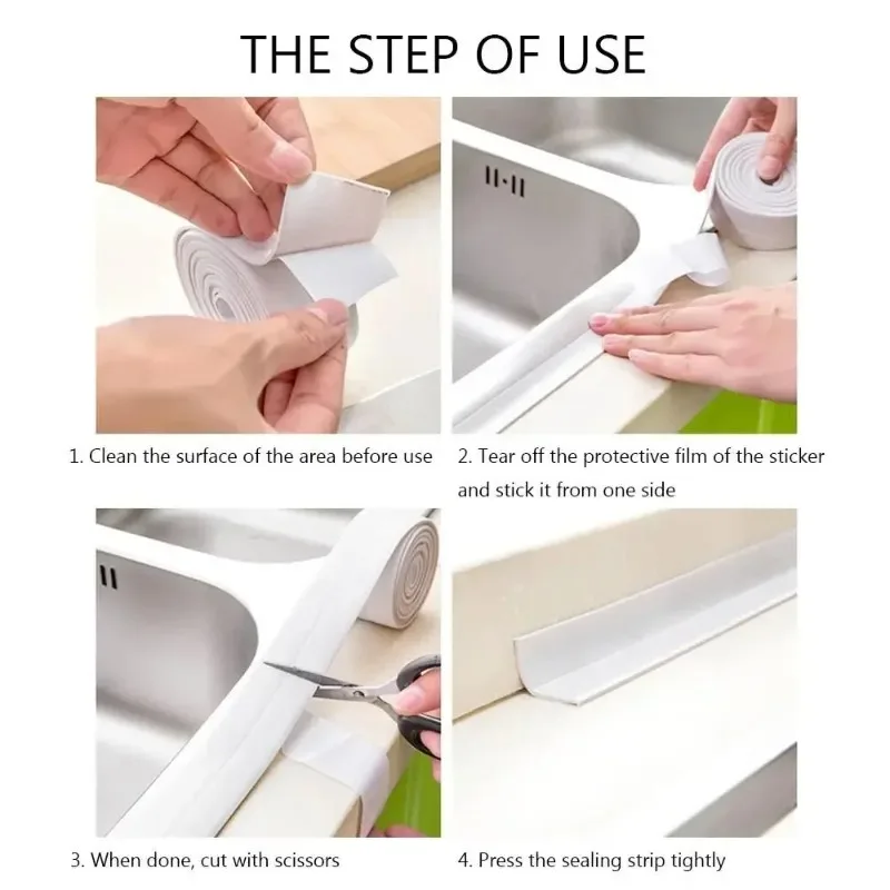 

Waterproof Bathroom Kitchen Accessory - Self Adhesive Caulk Strip Sealant Tape for Shower Bath Side Wall Edges Anti-Mold Sink Ed