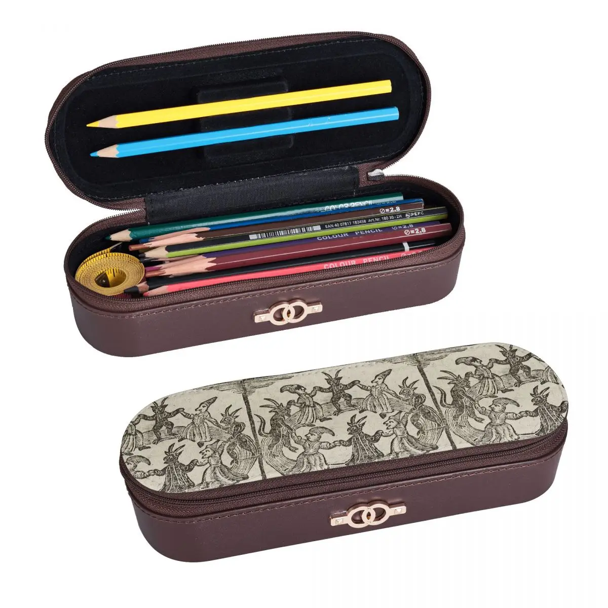 Witches Circle Dance Leather Pencil Case Pen Holder Storage Stationery Supplies Pen Box Pencil Bag for Students School