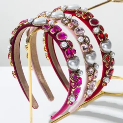 Pink Valentine's Day Baroque Full Diamond Love Pearl Versatile Headband Party Holiday Hair Accessories Girl