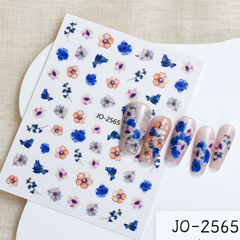 Nail Art adesivi 3d viola Florals violette fiori cursori adesivi decalcomanie per unghie decorazione Manicure