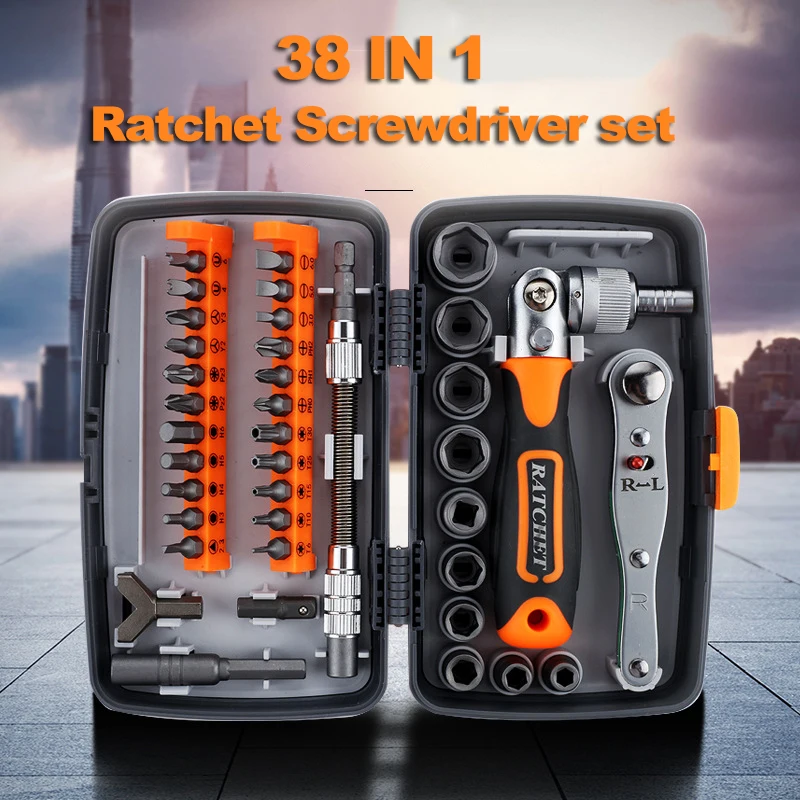 

38 in 1 Precision Screwdriver Set With Magnetic Torx Phillips Bits,Ratchet Socket Wrench Combo Kit Computer Mobile Phone Reapair