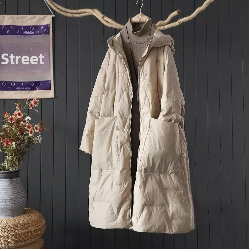 

Women's plus Size Oversized Hooded down Cotton Jaet Knee-Length Outerwear Winter Coat Thiened Long Sve Zipper Closure