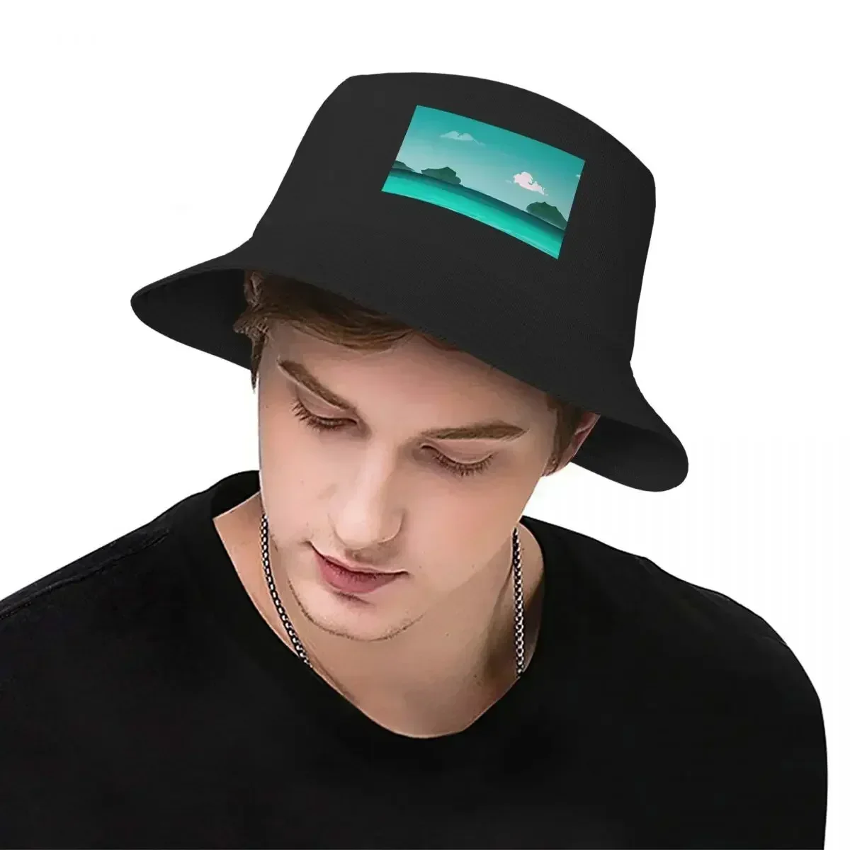 جنة هادئة - قبعات دلو منقولة على جزيرة استوائية، قبعات بنما للرجال، قبعات صياد السمك، قبعات صيد الشاطئ، Buc #5