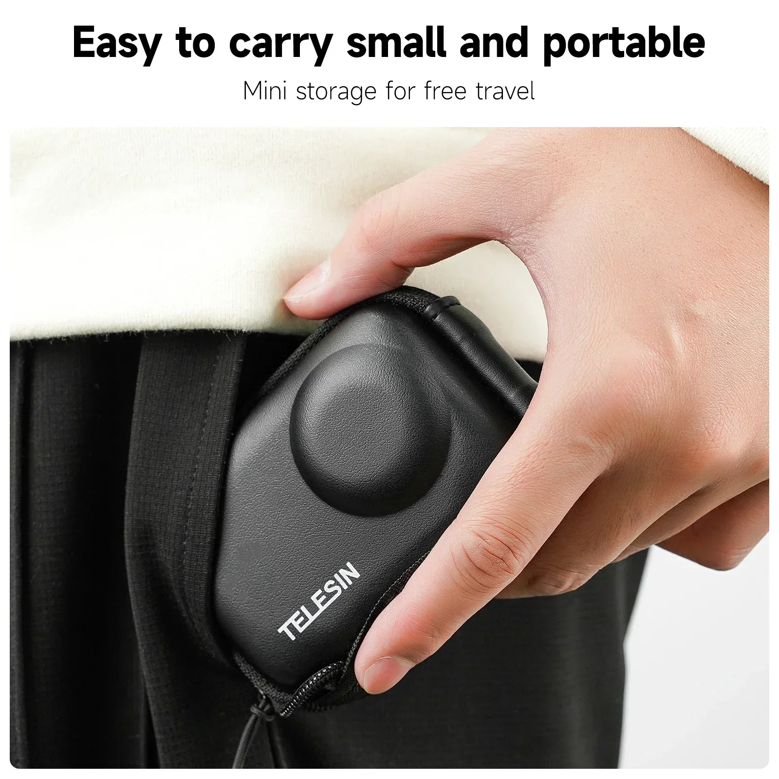 TELESIN bolsa de almacenamiento para DJI OSMO Action 5 4 3 cepillado medio abierto bolsa protectora de transporte de liberación rápida accesorios de Cámara de Acción