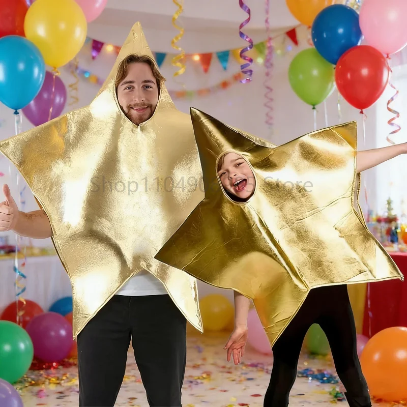 

Adult Five-Pointed Star Fancy Dress Up Set Family Party Performance Costumes enfant World Book Day Stage Gold Star Outfits