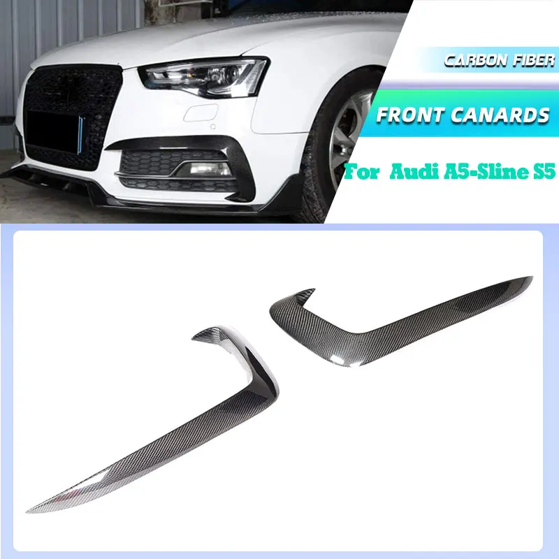 

Карбоновые накладки (канарды) на передний бампер для Audi A5-Sline S5 2012-2016 (не для стандартной версии A5), гоночные передние канарды, накладки на воздухозаборники противотуманных фар, FRP