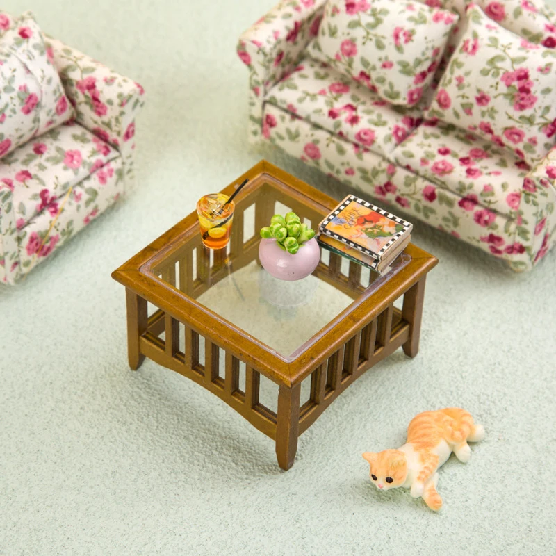 Dollhouse Miniature Furniture Acessórios, Simulation Tea Table Modelo, Dolls House, Decoração da sala, 1:12