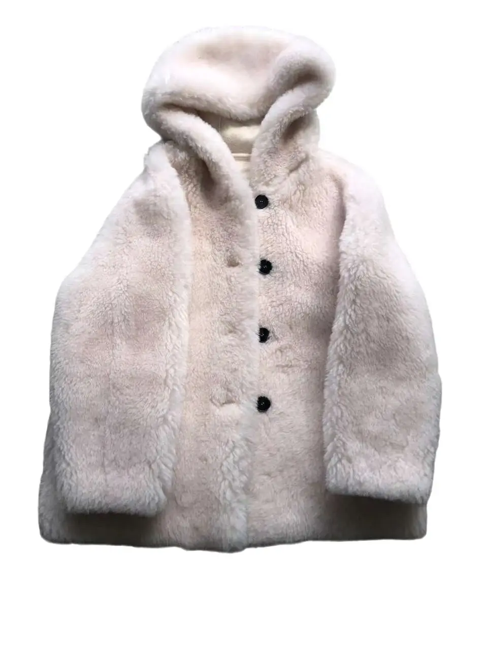 

Women's dress Base out of date chunky soft Bazaar style wool fur coat with hat felled fur one pink