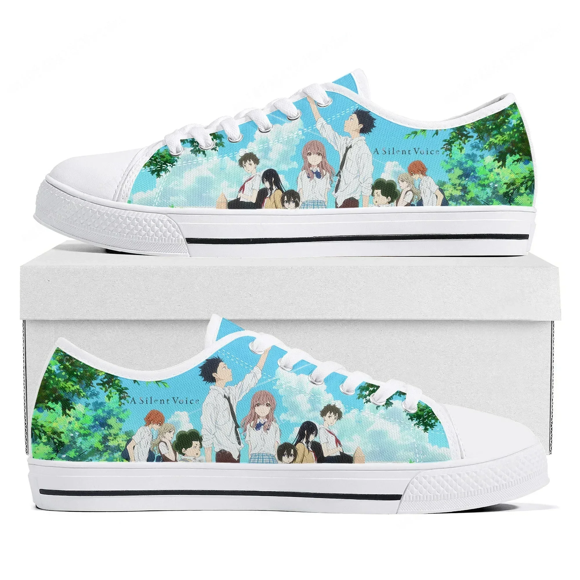 A Silent Voice Low Top Sneakers Womens Mens Teenager High Quality Canvas Sneaker Couple Japanese Comics Manga Custom Made Shoes