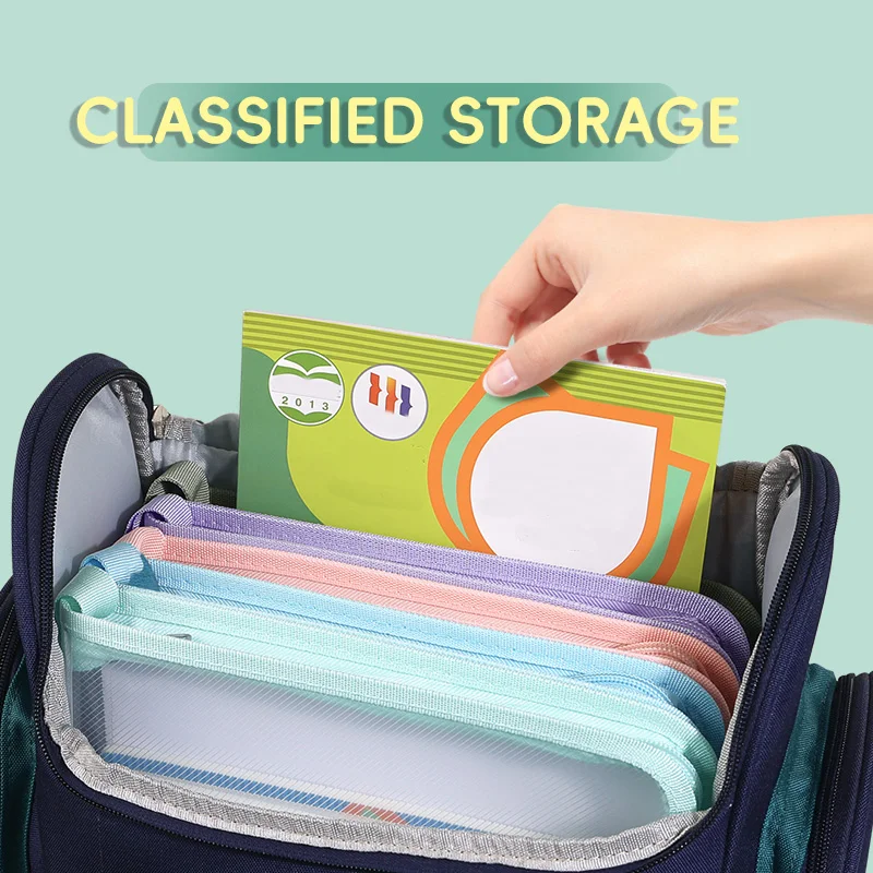 Huajie 투명 문서 가방 주제 가방 대형 개방 주제 분류 가방 초등학생 문서 책 메쉬 보관 가방 지퍼 주제 분류 가방 시험 특수 가방 과외 가방 Satchel Book Ba