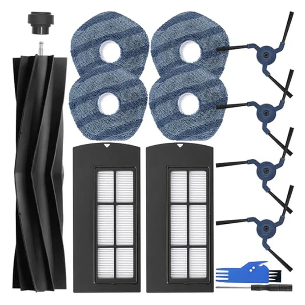 Replacement Parts Set for Eufy Clean for X9 for Pro Robotic Vacuum Cleaner 1 Main Roller Brush 4 Side Brushes 2 HEPA Filters 4
