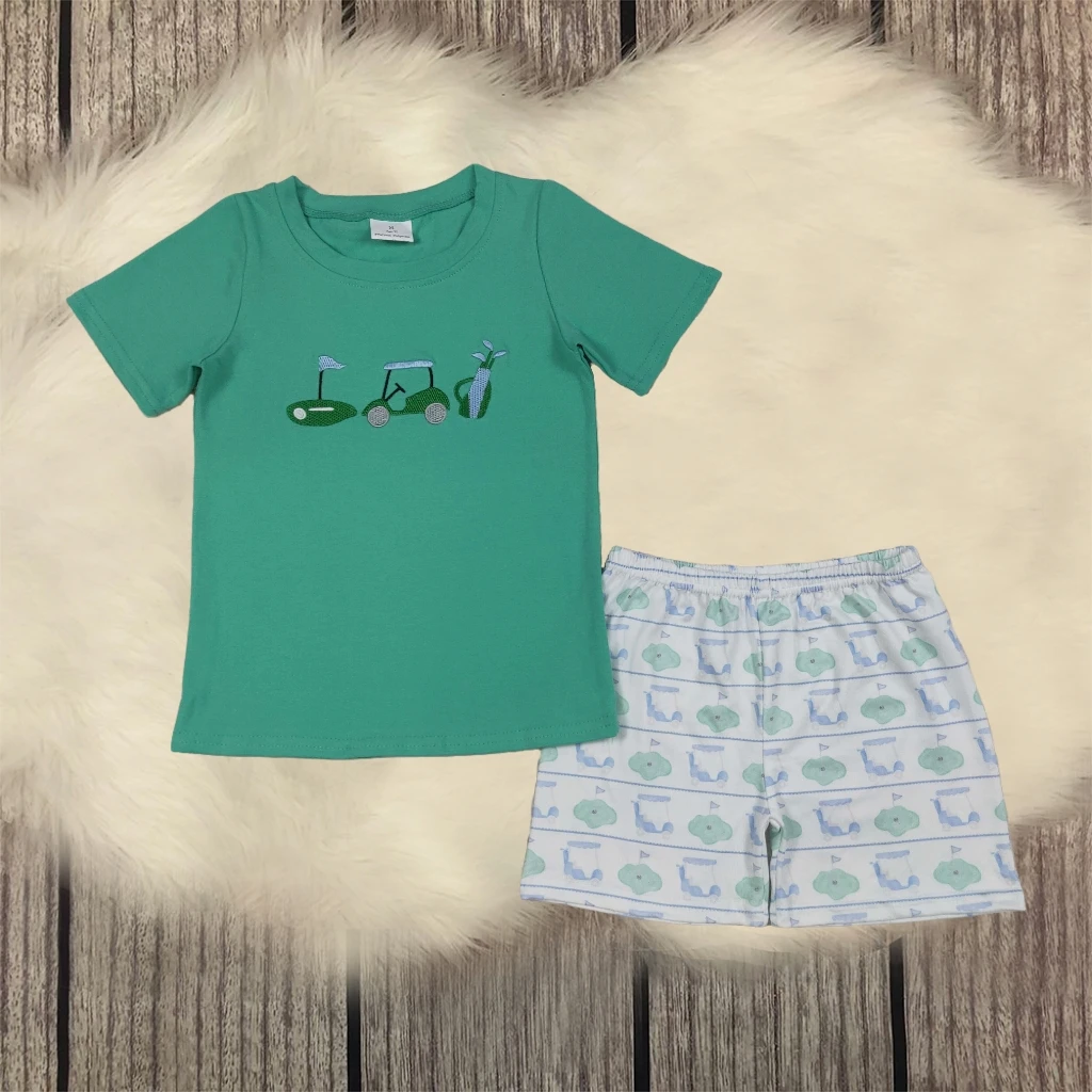 

Summer Baby Boy Clothes Set 2pcs Cotton Golf Embroidery Toddler Green Short Sleeves T-Shirt Stretchy Shorts Bottoms Kids Outfits