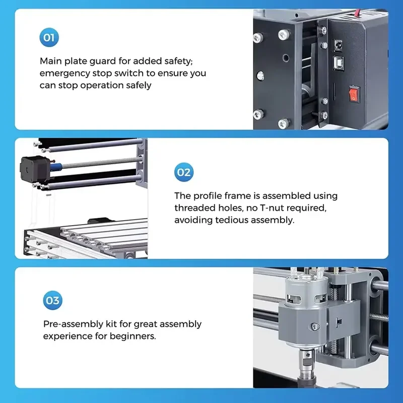 TWOTREES CNC 3018 Router Aluminum Profile Table High Precision Linear Guides 300*180*40mm Work Size Portable Cnc Milling view 4