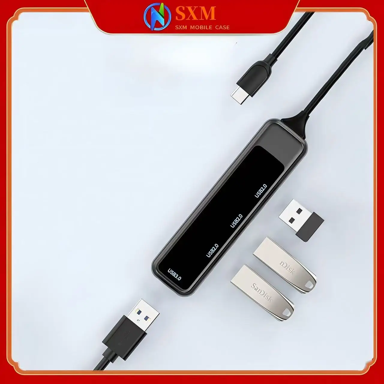 Lector de tarjetas SD/TF multifunción USB3.0, 3 puertos, teléfono móvil, computadora portátil, concentrador, estación de acoplamiento