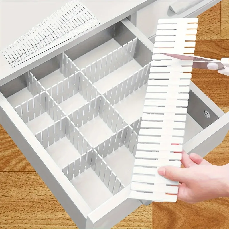 4pcs Plastic Desk & Drawer Organizer Dividers, Adjustable Partition Storage System for Office, Dorm, Home.Organize the grid.