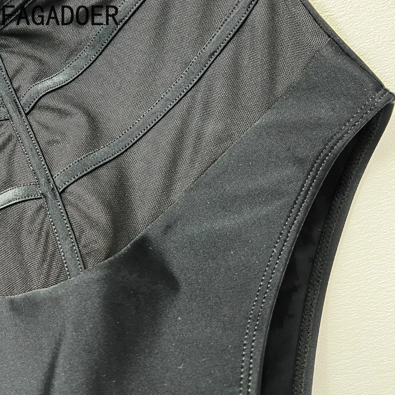 FAGADOER Summer New Sexy Mesh See Through Bodycon Rompers Women Spaghetti Strap Hollow Out Playsuits Female Streetwear Overalls