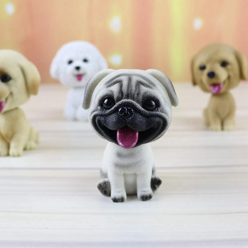 Hars Schattige Bobble Head Dobing Hoofd Puppy Beeldje Thuis/Auto Dashboard Voor Auto Voertuig Decoratie-Mopshond