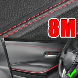 8M oto İç kendinden yapışkanlı dekoratif çizgi oto Styling Dashboard kapı PU deri dekorasyon otomotiv aksesuarları