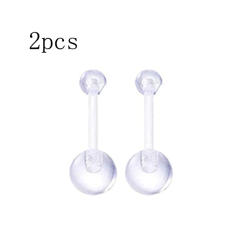2pcs Clear Bioflex Nose Rings Belly Rings