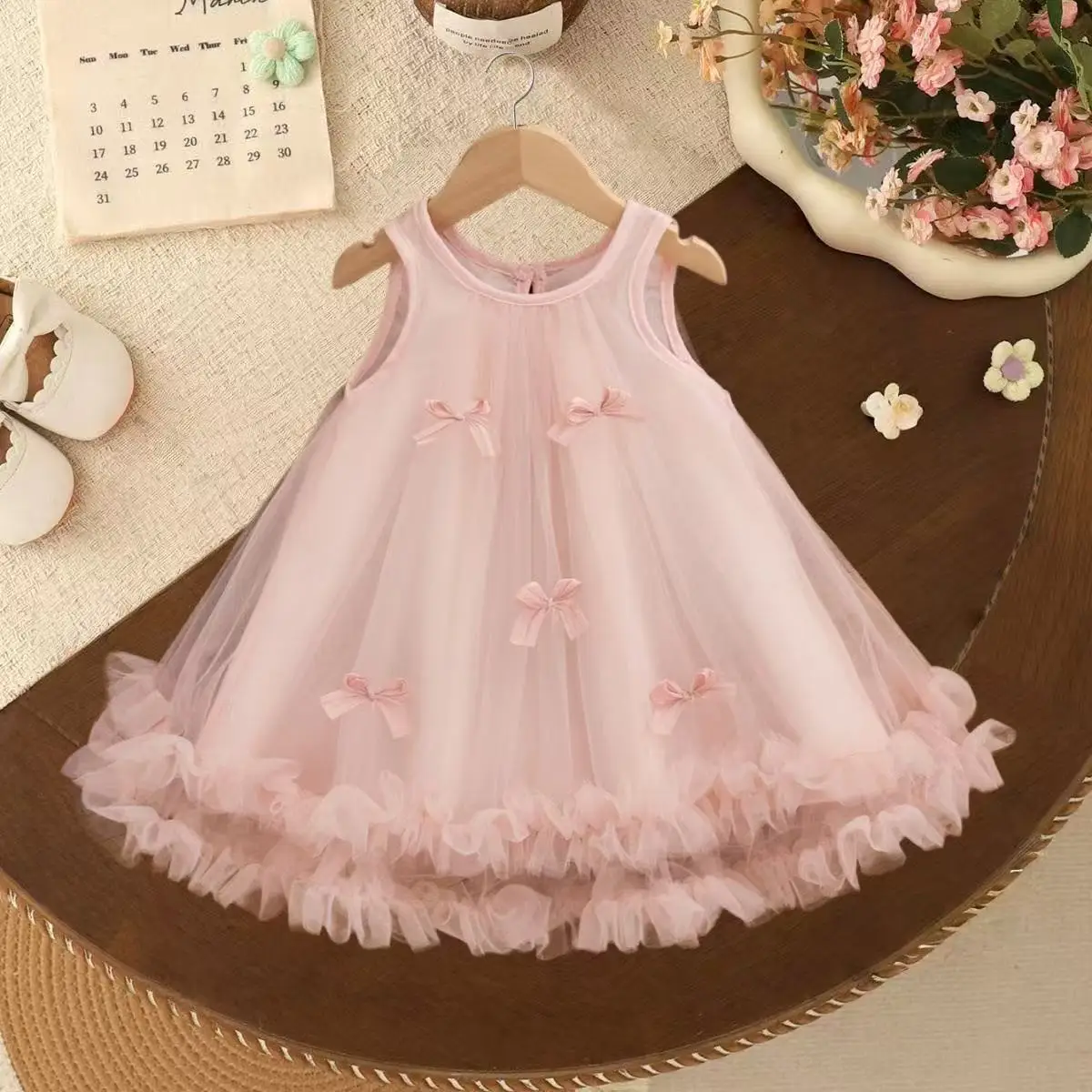 

Baby Girl DressPrincess Style Bow Chiffon Summer 2026 New Children'S Sleeveless Clothes For Birthday Parties 80-120CM