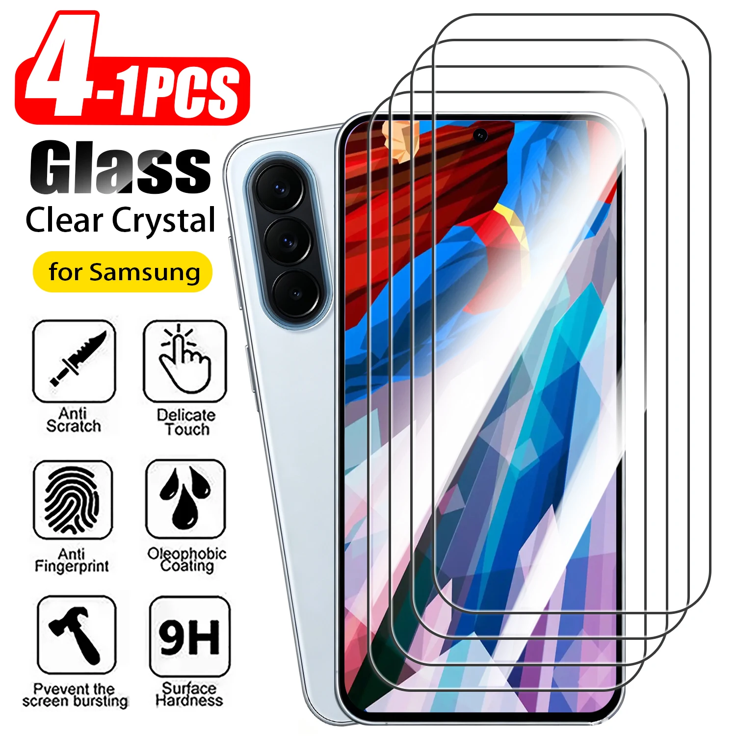 1-4Pcs Tempered Glass For Samsung Galaxy A16 A06 A26 A36 A56 5G Screen Protector on Samsung A17 A37 A57 A07 Glass
