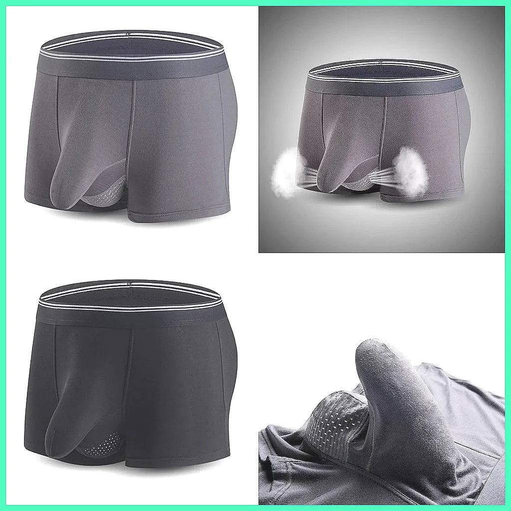 Men's Dual Pouch Boxer Shorts with Ball Hammock & Mesh - Breathable Modal Sports Underwear Plus Size