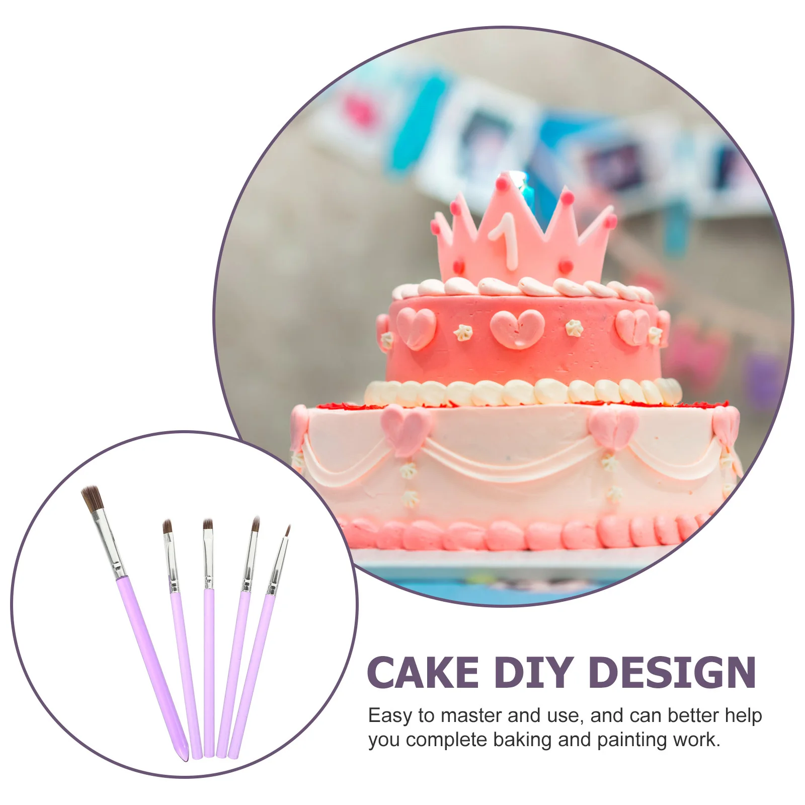 

5pcs Cake Decorating Brushes Multi-Function Dessert Painting Tools For Baking Fondant Diy Decorations Kit Cookie Brush Plastic
