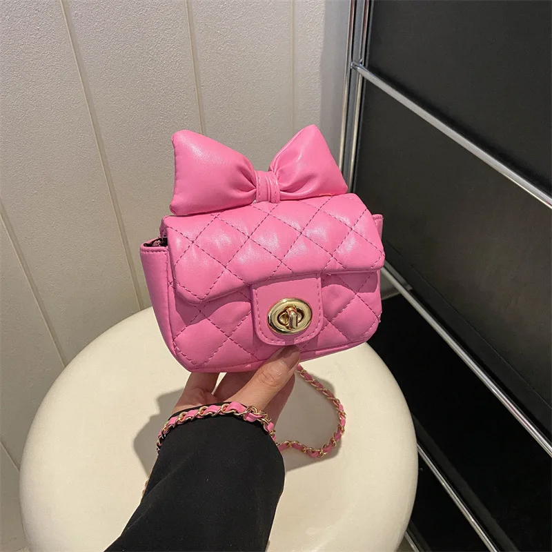 

Cute Bow Decorative Crossbody Bag Textured Shoulder Bag Chain Crossbody Bag Spring Summer Niche Mini Lipstick Pack for Women