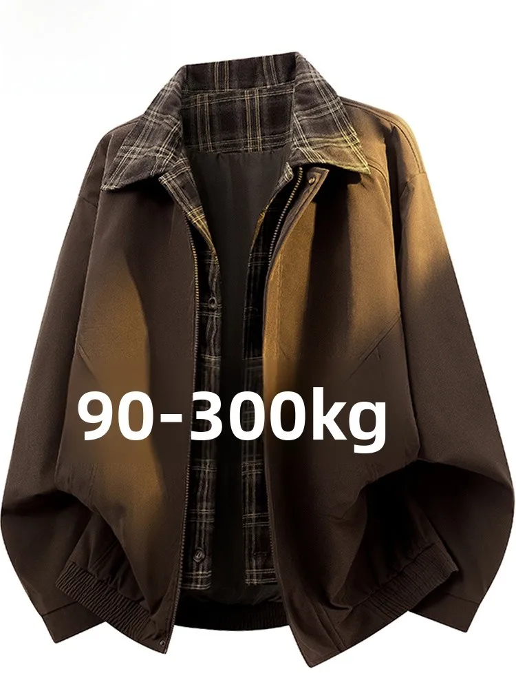 

Loose Casual Men's Jaet MOCHAO Spring Autumn New Sle Large Size Fake Two-Piece Coat Versatile Flip Collar Outerwear