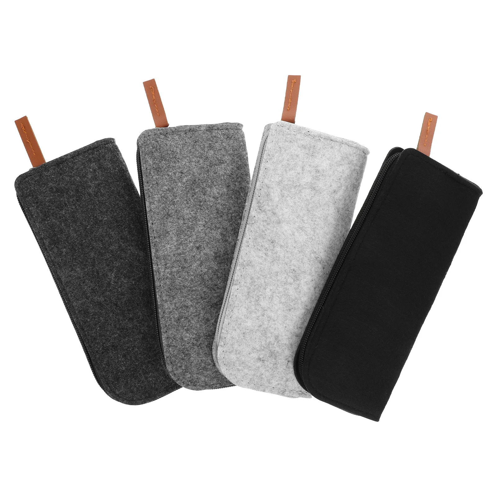 

4Pcs Felt Pencil Case Large Capacity Soft Zippered Stationery Bag for School Office Travel Pen Organizer Makeup Bag