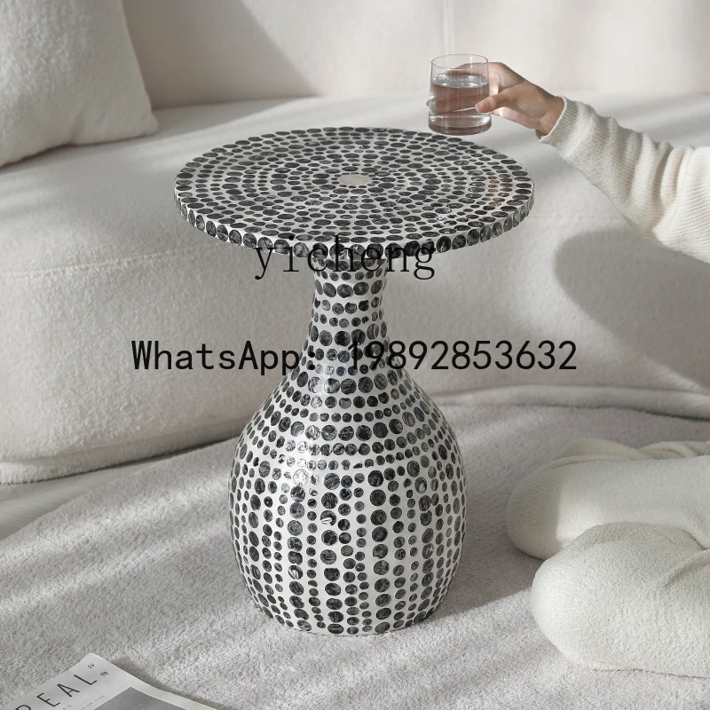 LYY européen Vintage coquille Table basse salon canapé Table d'appoint meubles haut de gamme Table ronde d'appoint