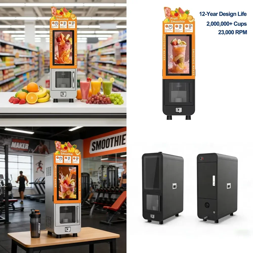 2026 Commercial Single Cup Smoothie Vending Machine for Frozen Fruit Blender Slush Maker Protein Shake Ice Drink Dispenser