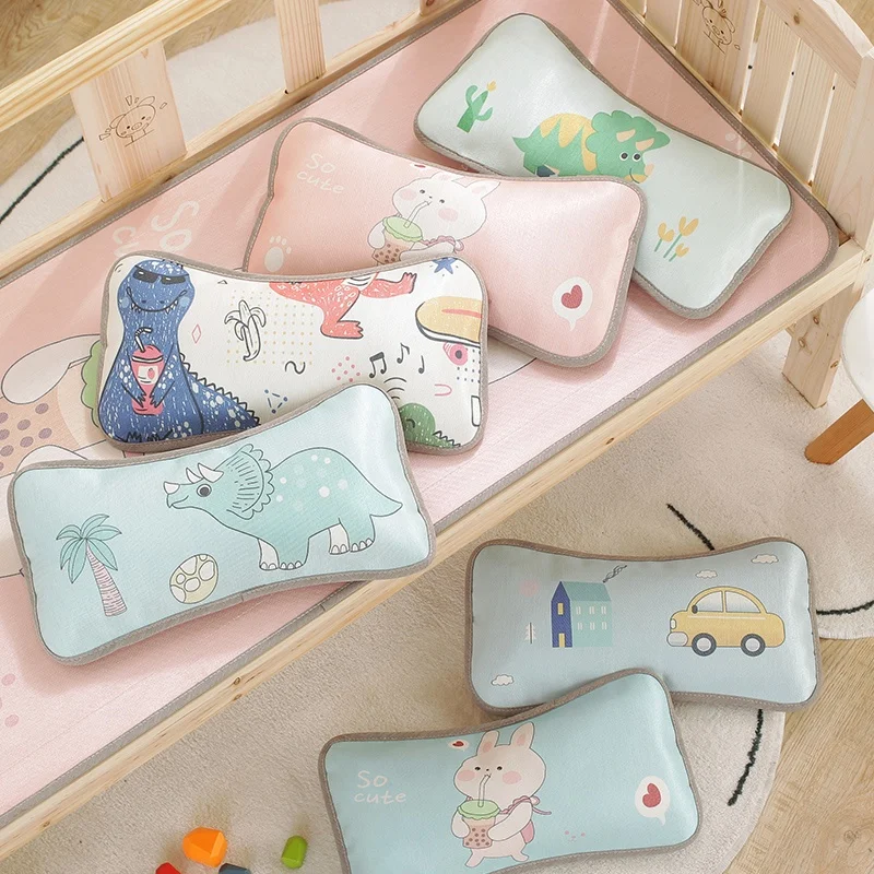 

Buwheat Hulls Baby Pillow for Children over 6 Months Ice Silk Cool Pillow Kindergarten Nap Time Hard Support Car Scene